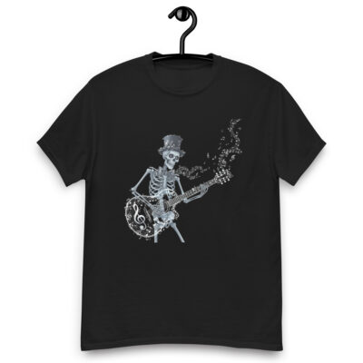 Skeleton playing a guitar Unisex classic tee